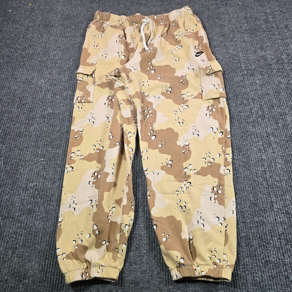Nike Pants Womens Large Beige Camo Jogger French Terry Cargo Pockets DZ3110-258